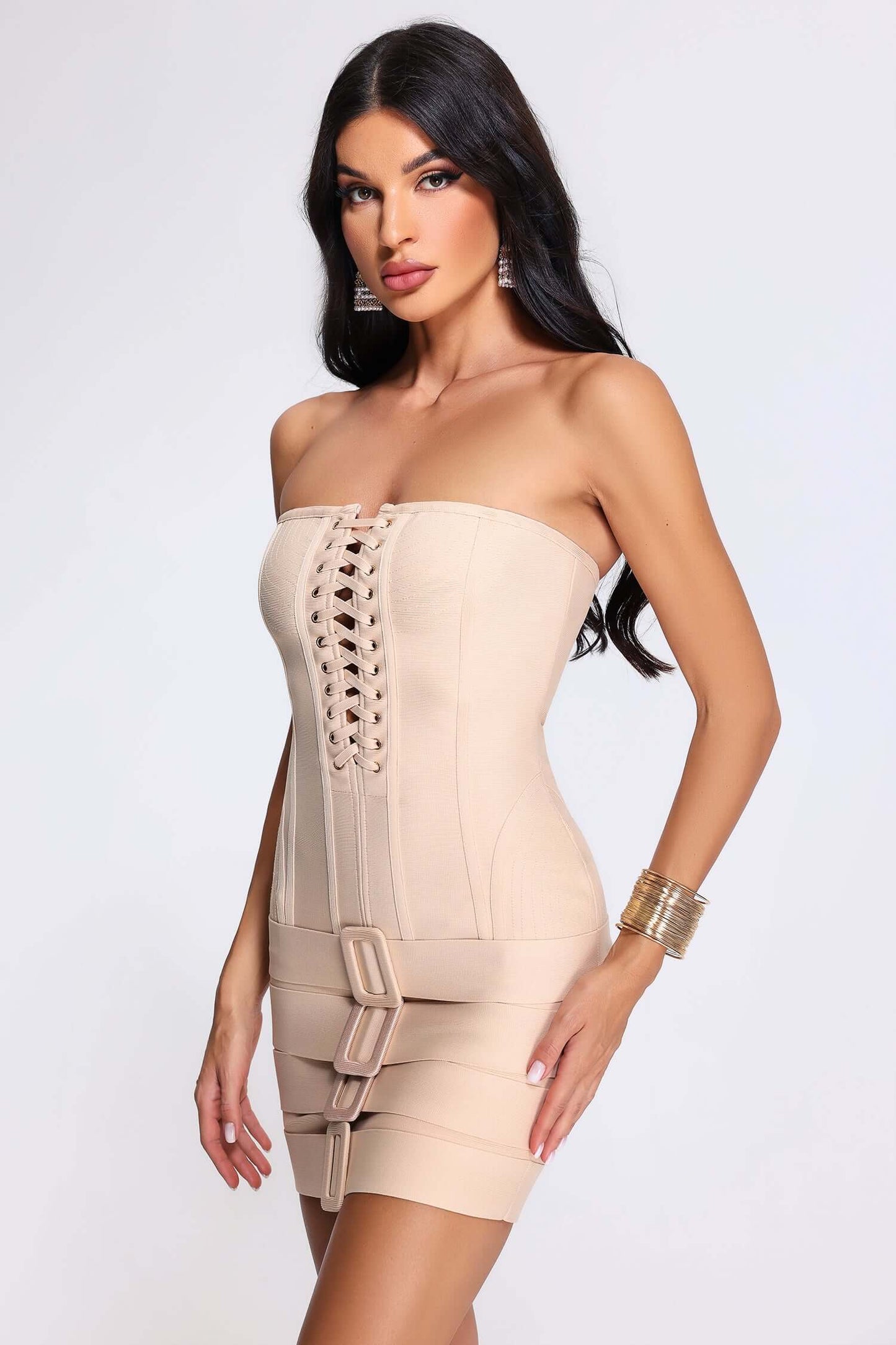 Vestido bandagem sem alças - Izzie