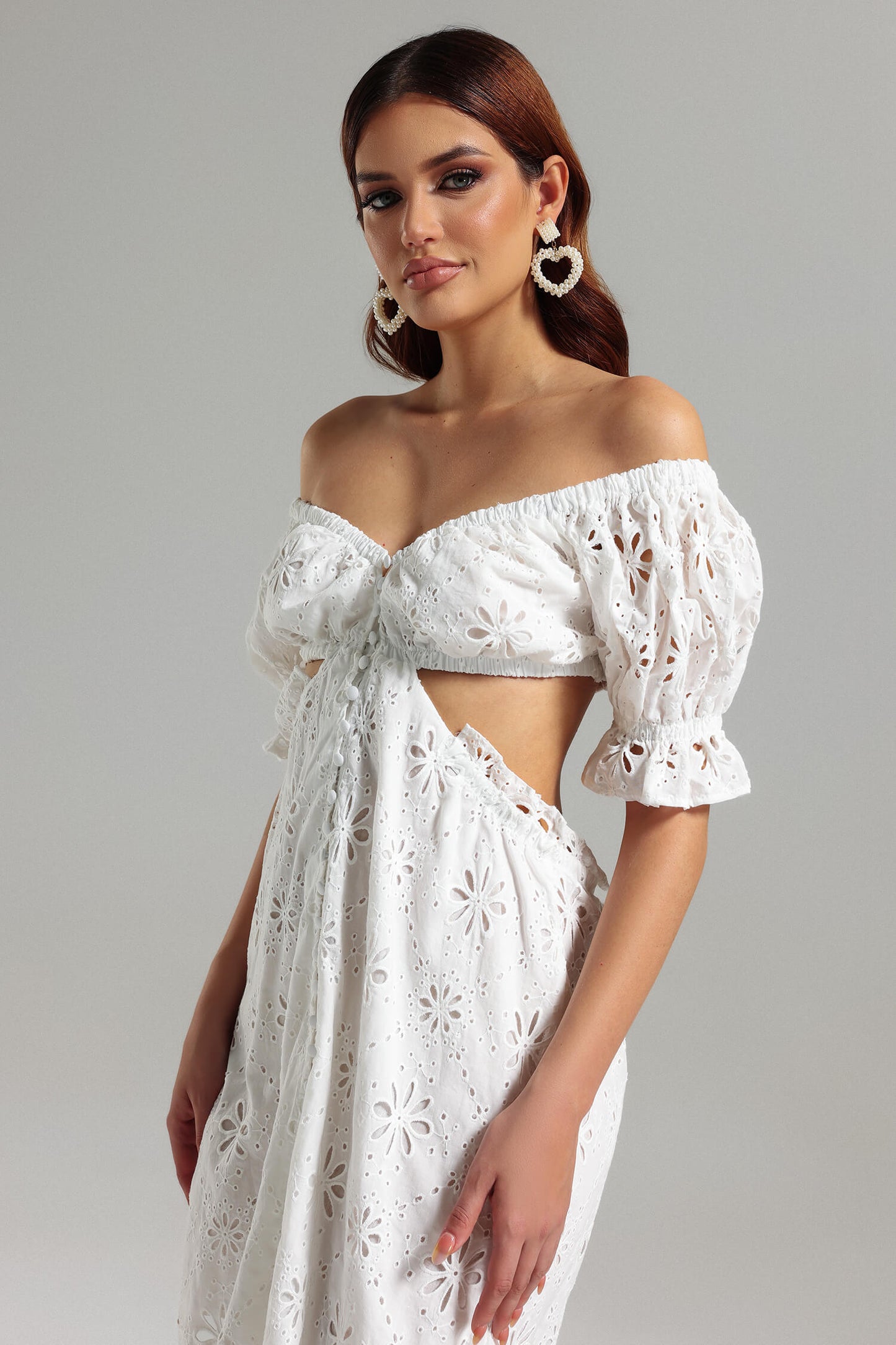 Vestido de renda fora do ombro - Lian