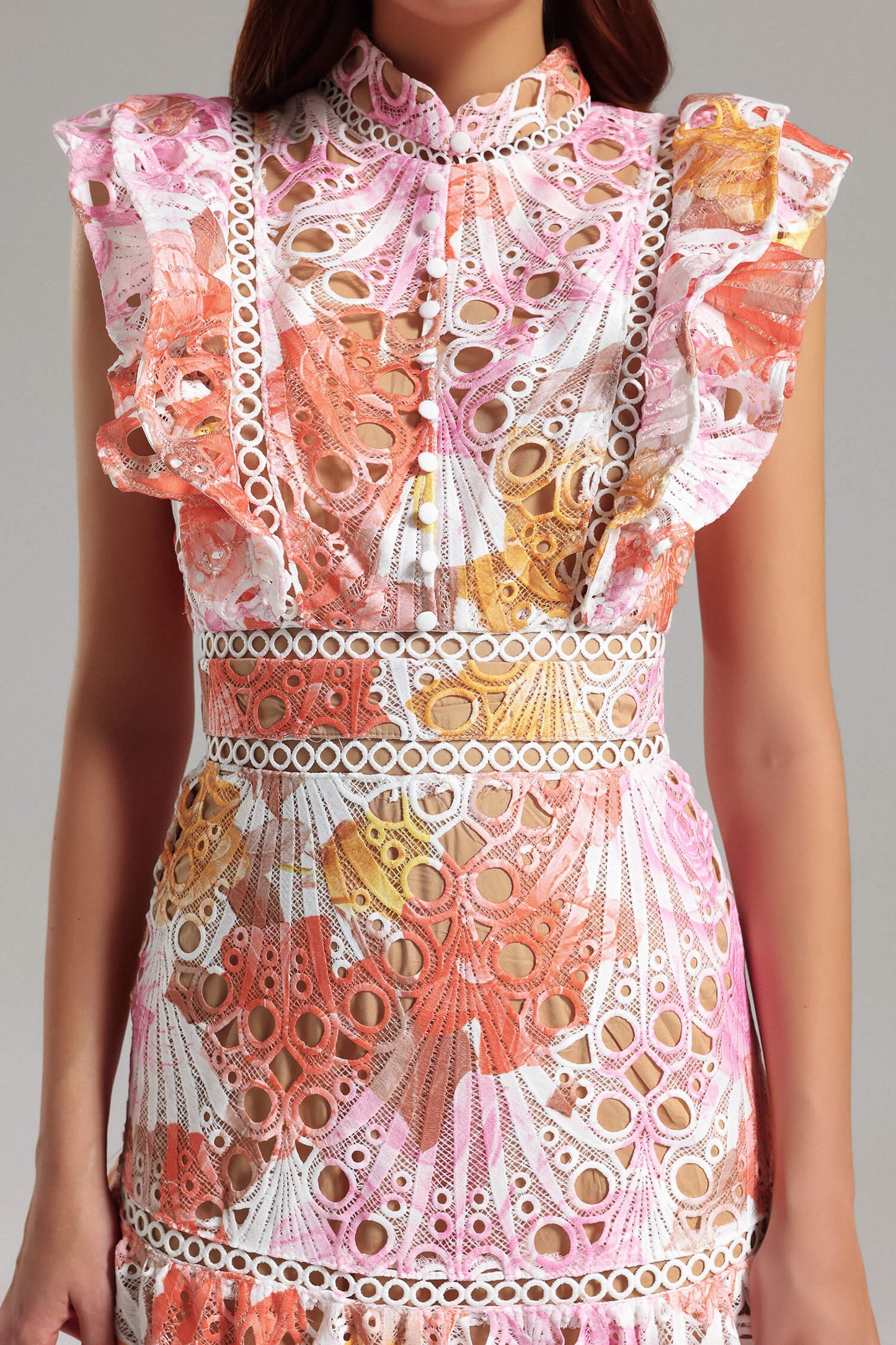 Vestido de gola renda - Fribey