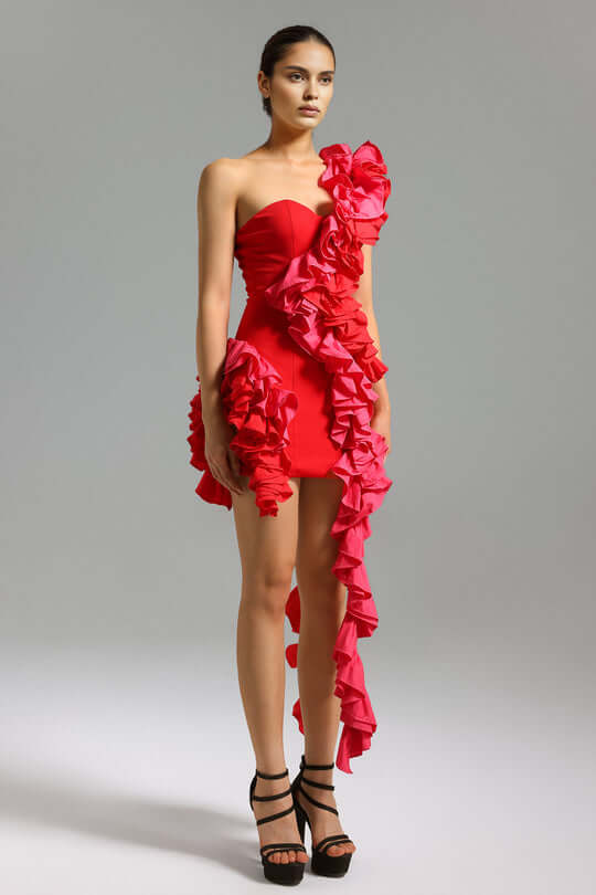 Vestido com babados um ombro - Iris