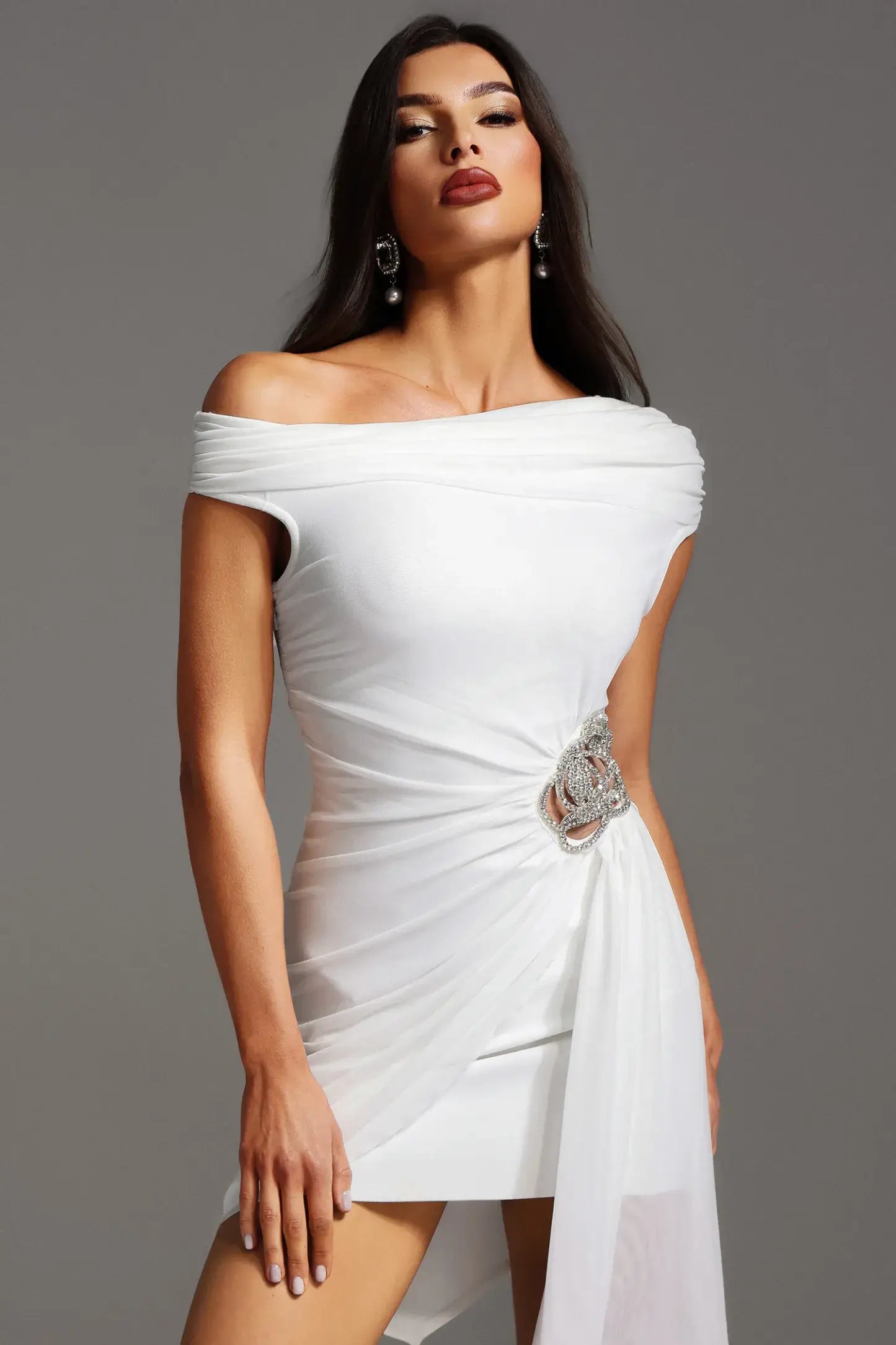 Vestido drapeado um ombro só - Katrine