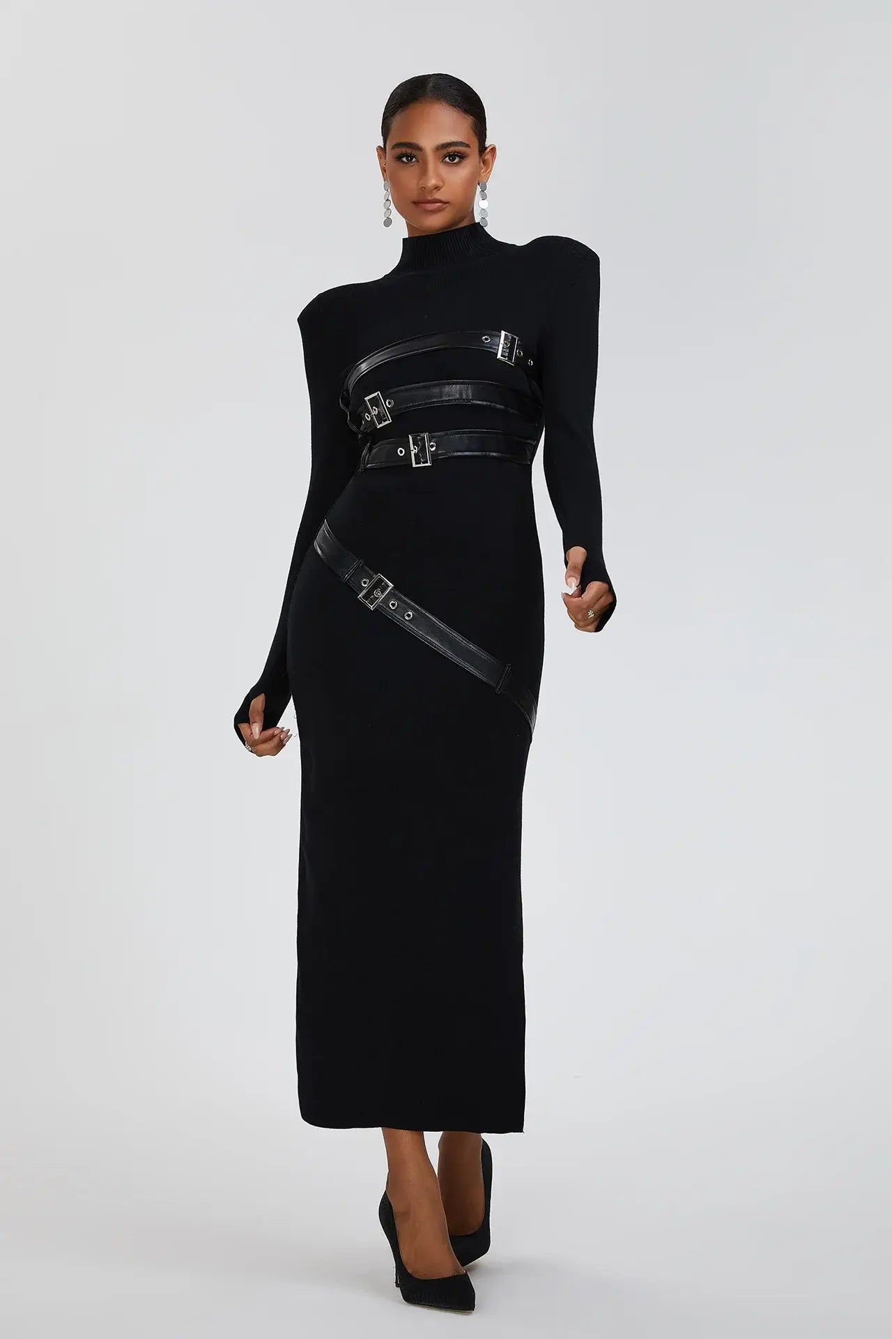 Vestido gola alta com cintos - Ruby