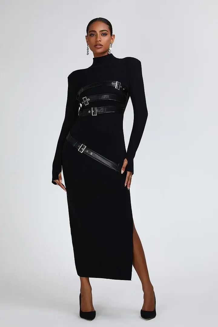 Vestido gola alta com cintos - Ruby