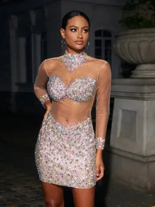 Vestido transparência em pedraria - Ryacinth