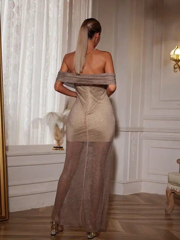 Vestido strass ombros à mostra - Alexa