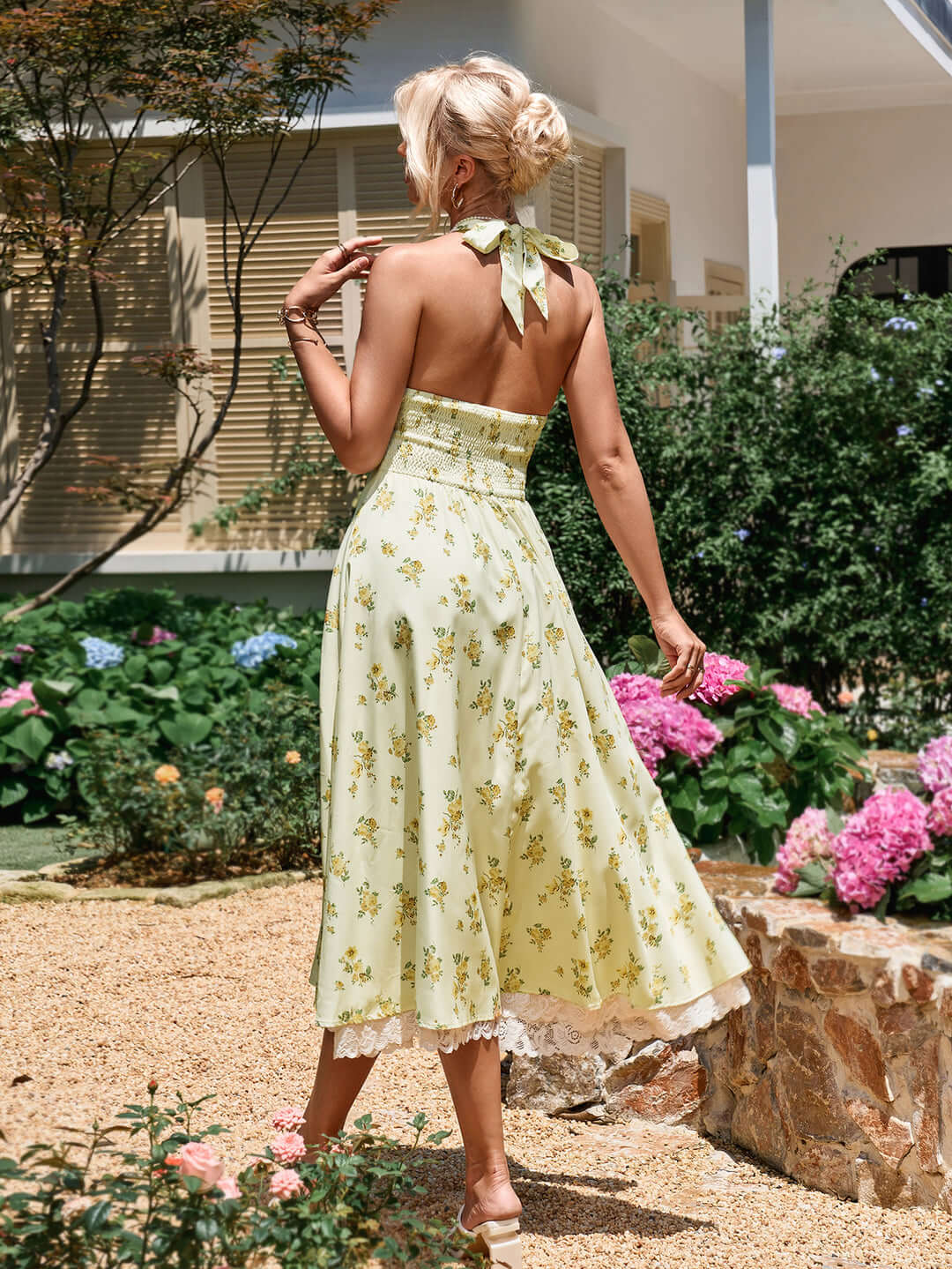 Vestido decote V sem costas - Vicky