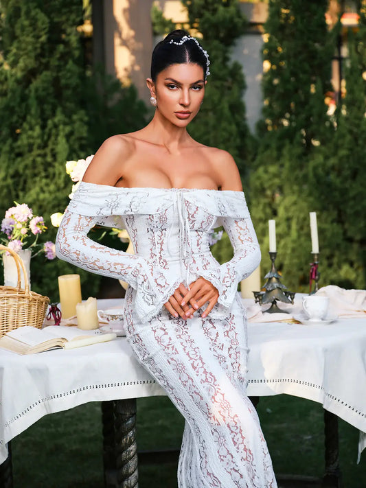 Vestido renda ombro a ombro - Brunela