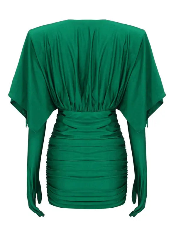 Vestido ombreiras decotado - Dania