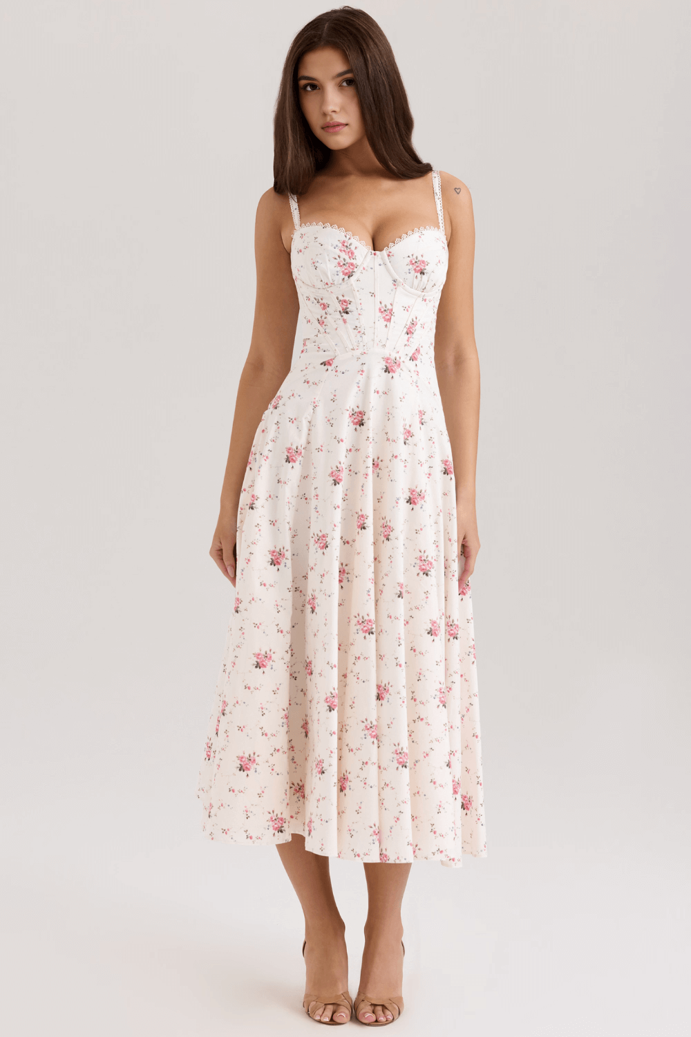 Vestido corset floral de alças - Tilia