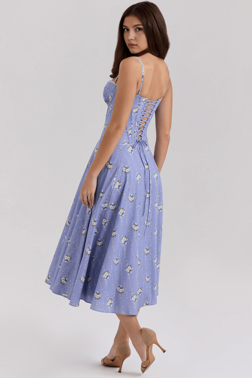 Vestido corset floral de alças - Tilia