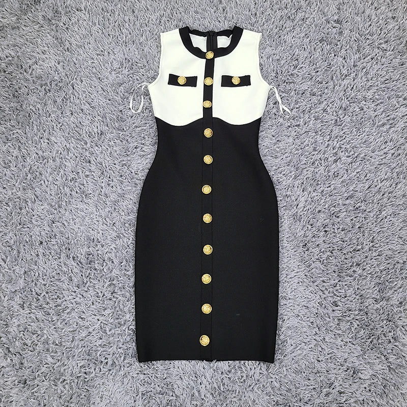 Vestido contraste com botões - Lydia