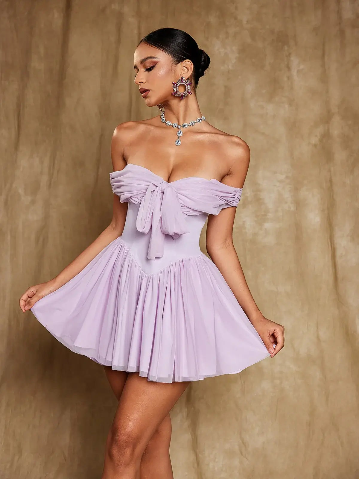 Vestido curto ombro a ombro - Danny