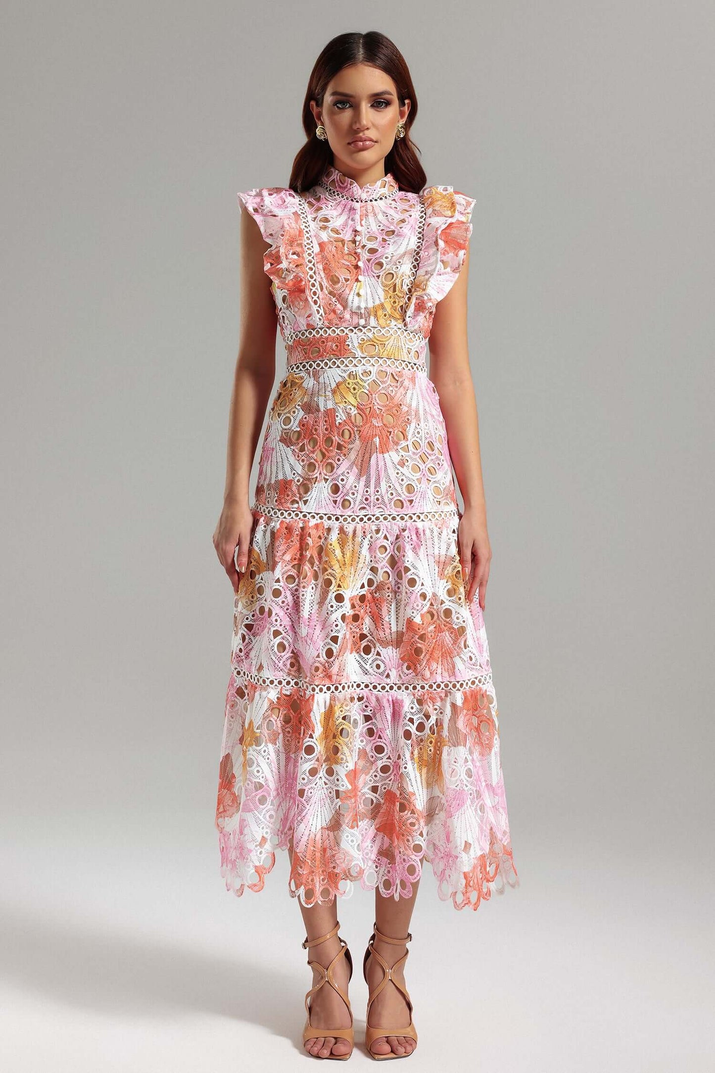 Vestido de gola renda - Fribey