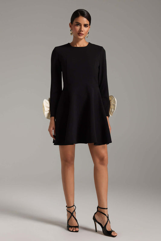 Vestido manga comprida flor - Melinda