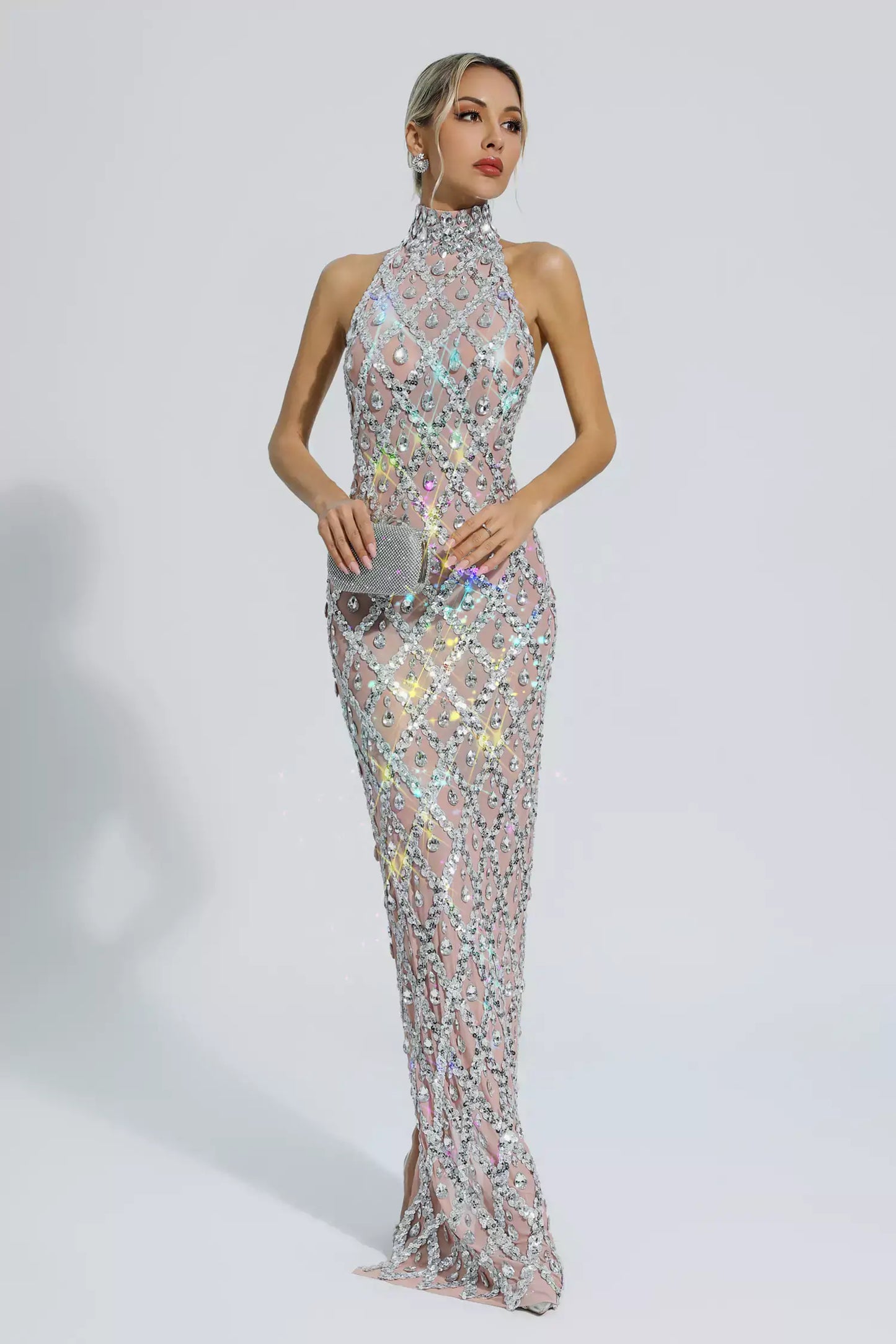 Vestido transparência e pedraria - Liona