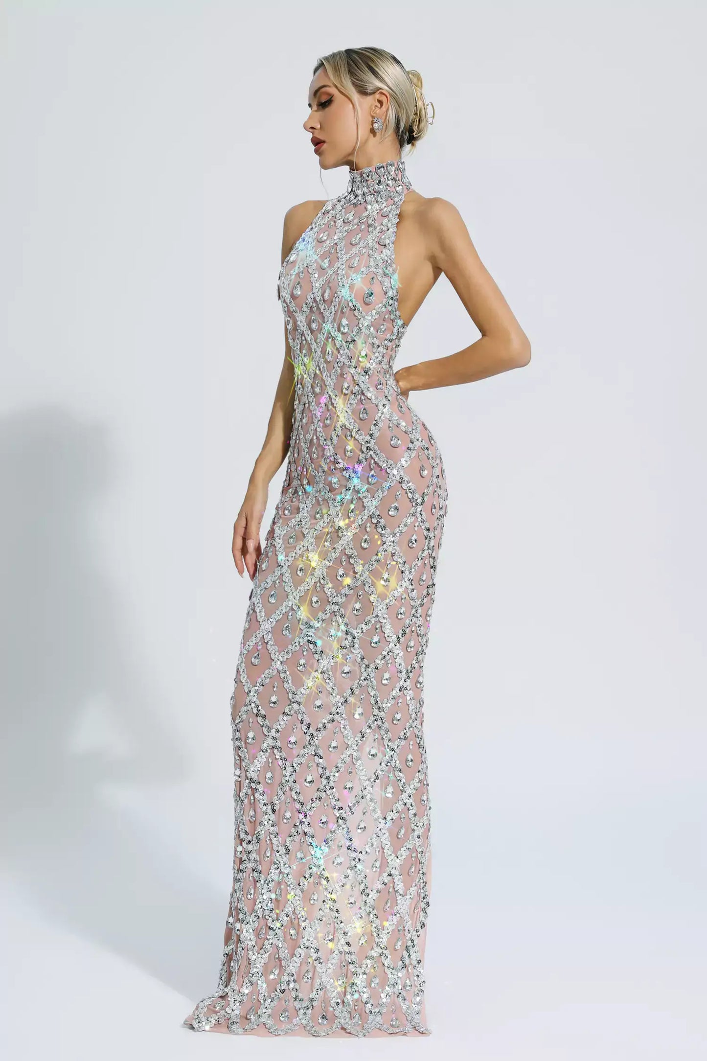 Vestido transparência e pedraria - Liona