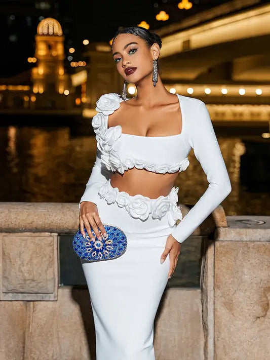 Conjunto duas peças de flores 3D - Krisna