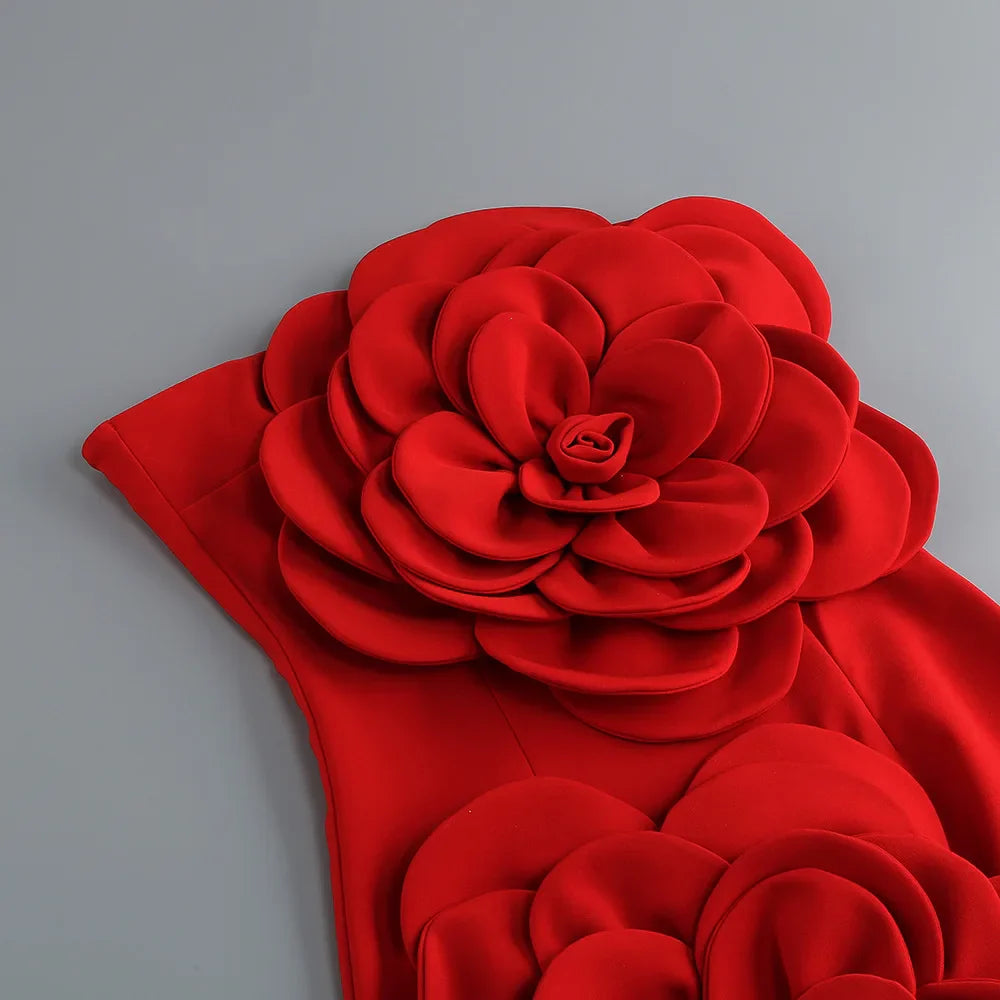 Vestido floral sem alças justo - Flore