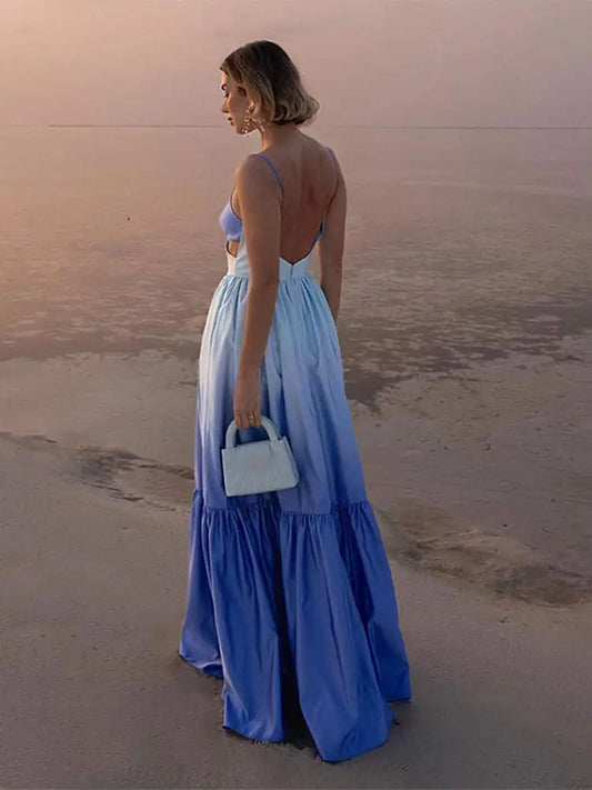 Vestido longo cor gradiente - Sabrina