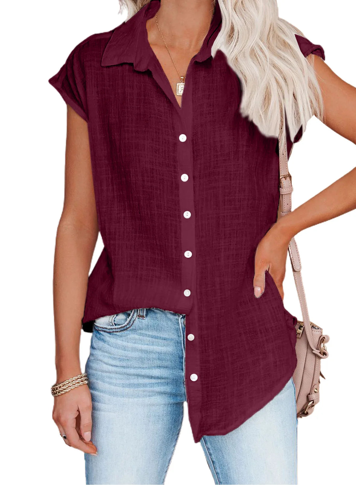 Camisa manga curta de botão - Glicia