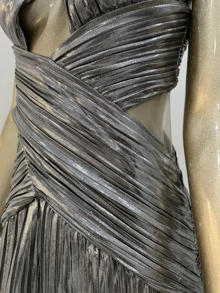 Vestido metálico fenda - Edwina