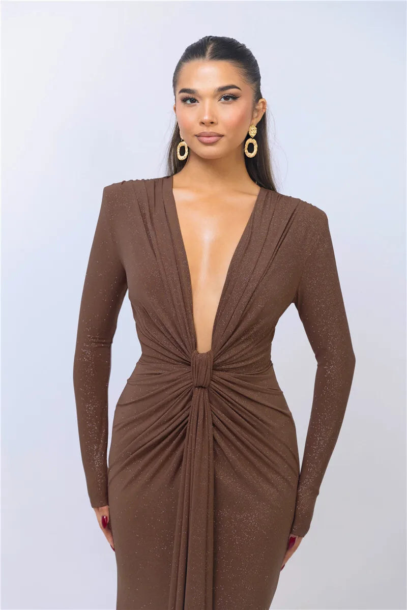 Vestido brilhante com decote V - Tulian
