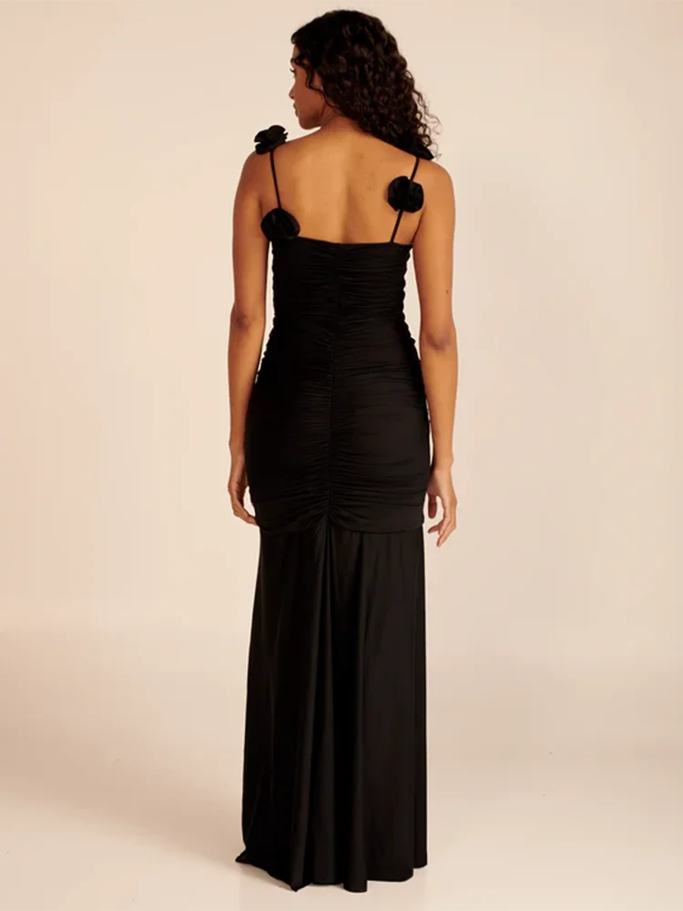 Vestido com fenda e alças finas - Wanda