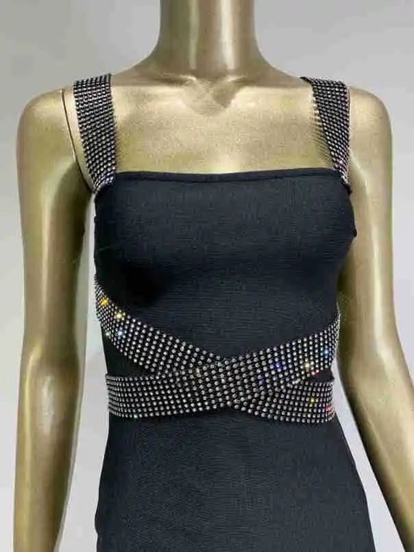 Vestido justo com faixa strass - Elijah