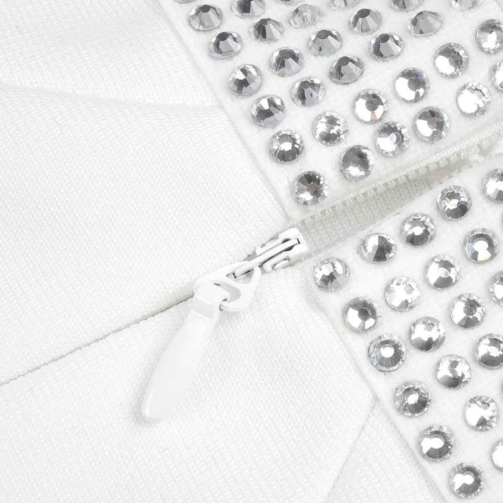 Vestido costas nuas strass e recorte - Ulian