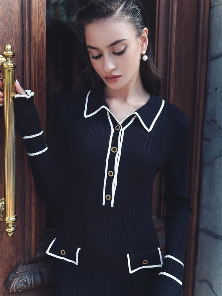 Vestido malha canelada babados - Stacy