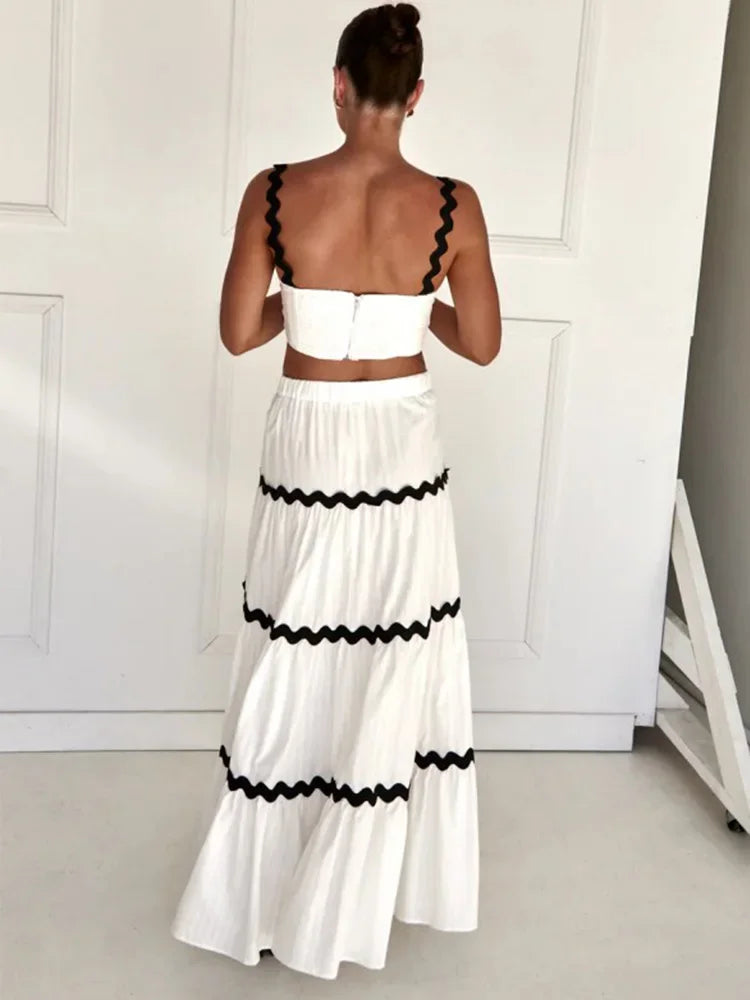 Conjunto saia evasê listras - Alina