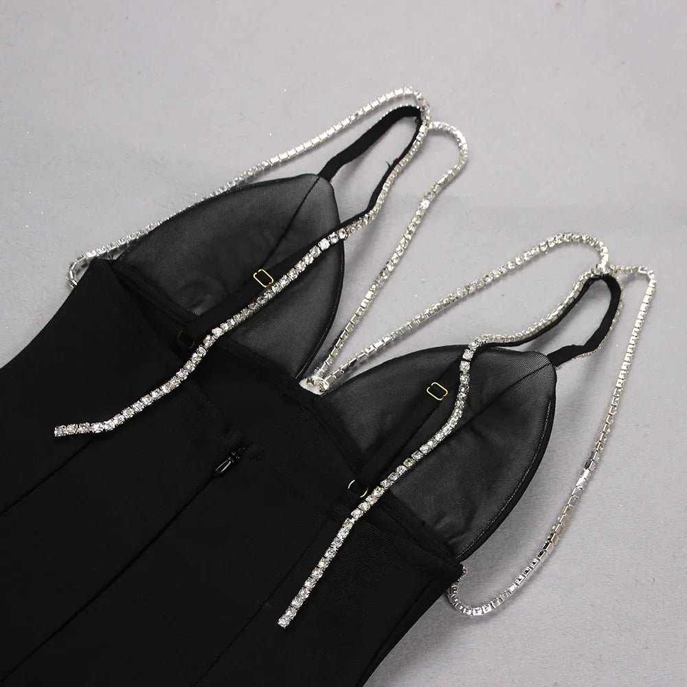 Vestido alça de laço de strass - Veronica
