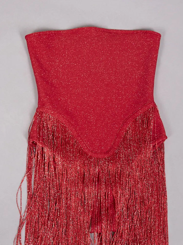 Vestido sem alças com franja - Noami