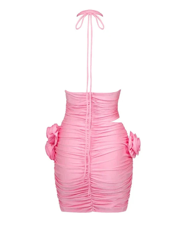 Vestido recorte com flore 3D - Rovena