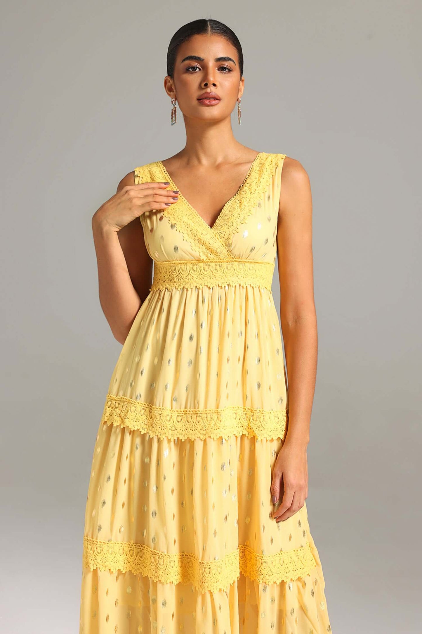 Vestido boho decote em V - Crystal