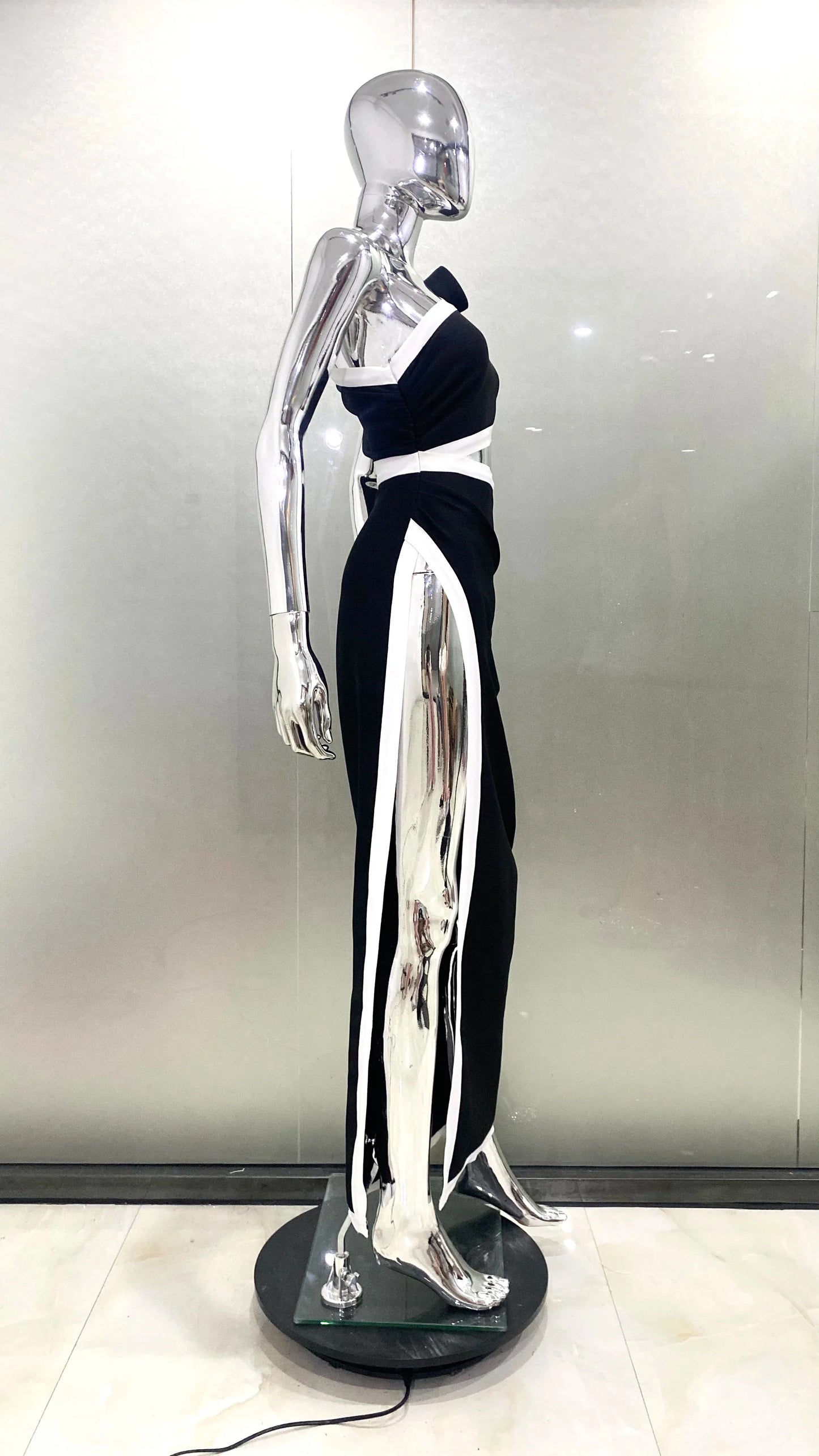 Vestido contraste fenda alta - Cathy