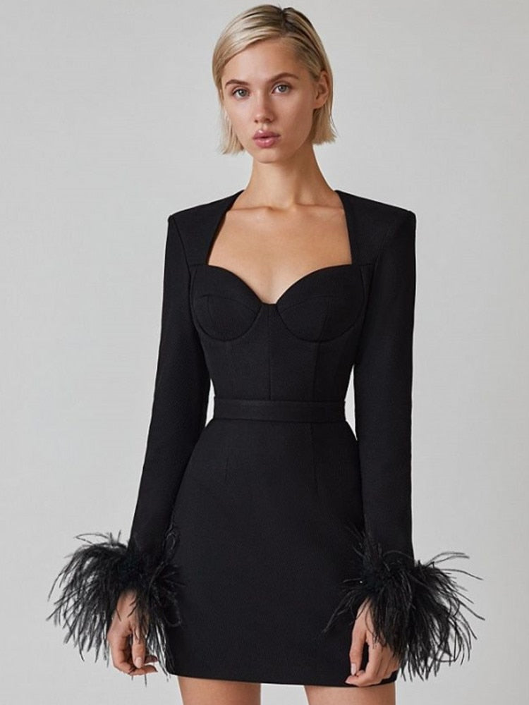 Vestido sexy de manga comprida - Plum