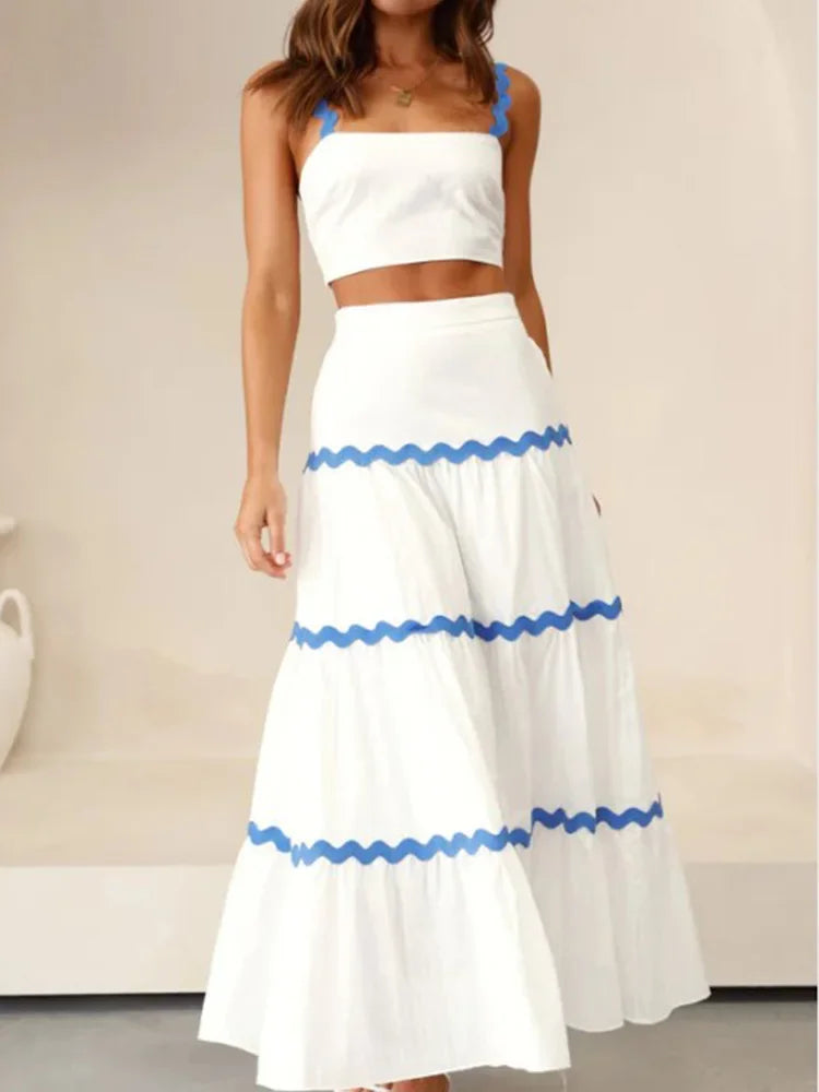 Conjunto saia evasê listras - Alina