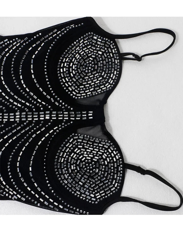 Vestido transparência e strass - Haelena