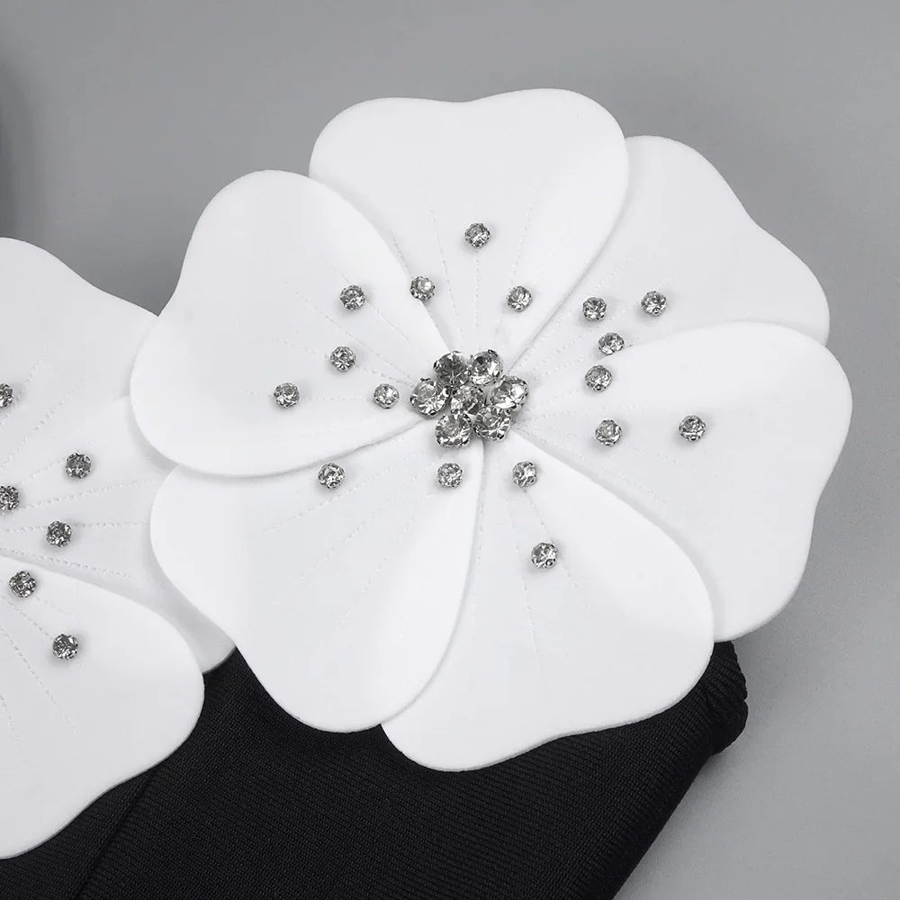 Vestido sem alças flores 3D - Zala