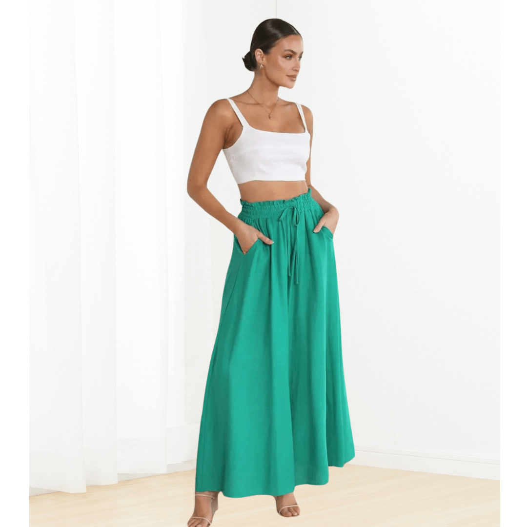 Calça wide leg cós elástico - Alina