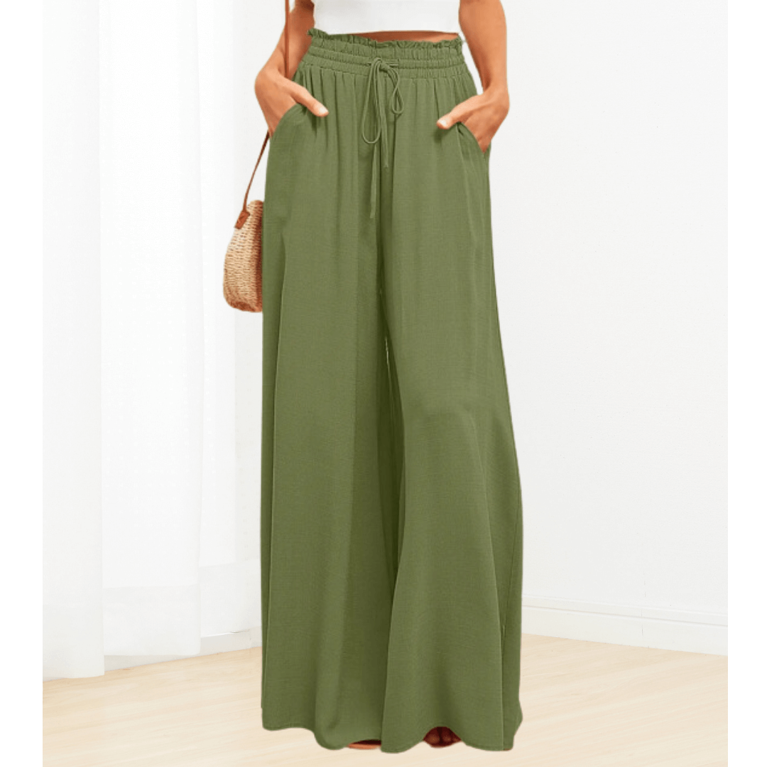 Calça wide leg cós elástico - Alina