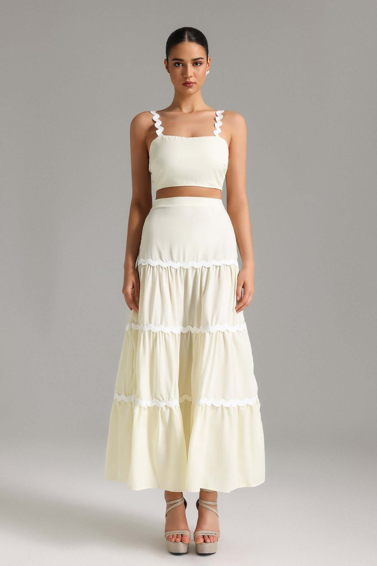 Conjunto saia evasê listras - Alina