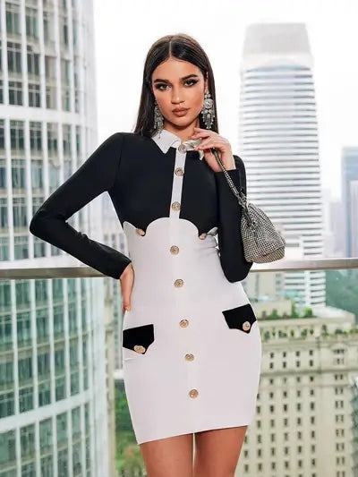 Vestido botões manga comprida - Aslam