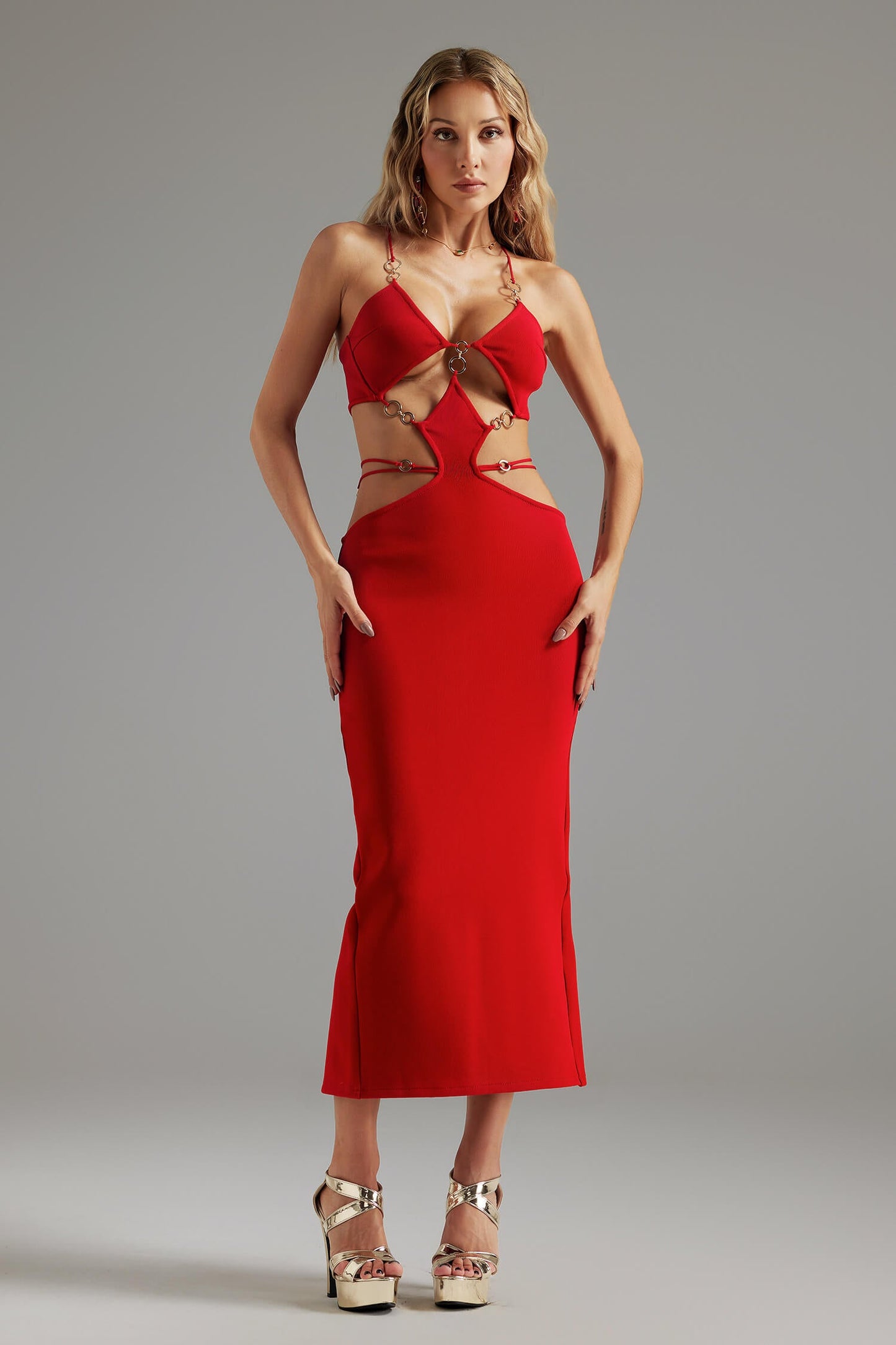Vestido recortes e costas nuas - Aura