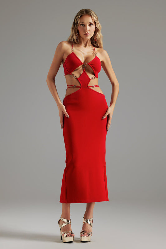 Vestido recortes e costas nuas - Aura