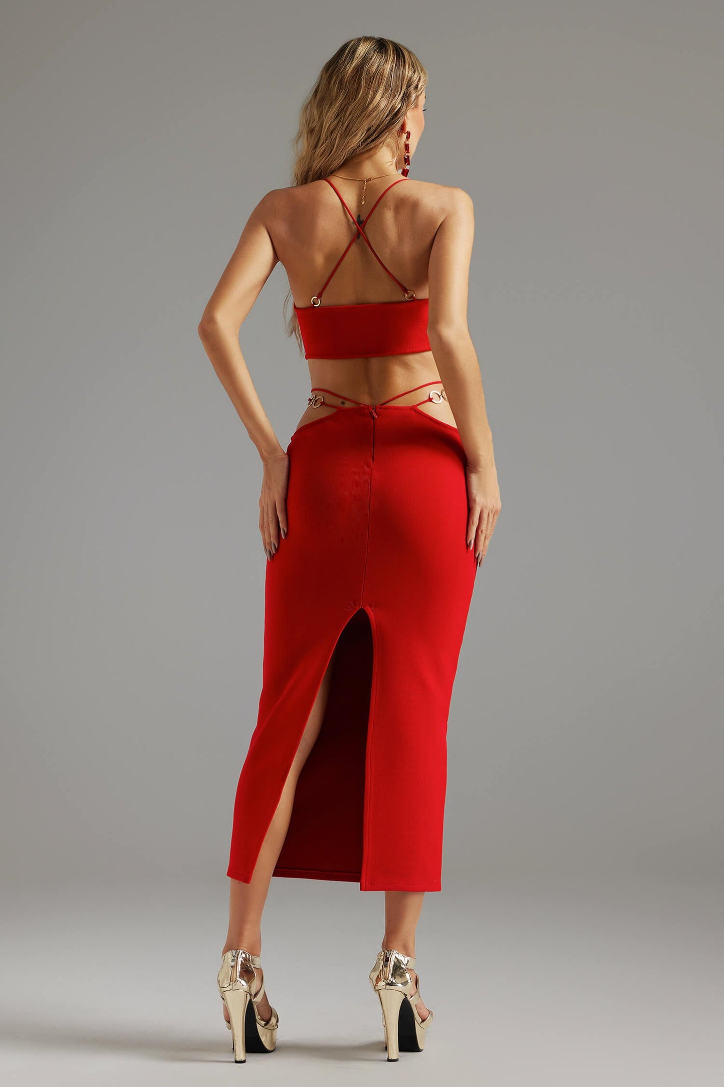 Vestido recortes e costas nuas - Aura