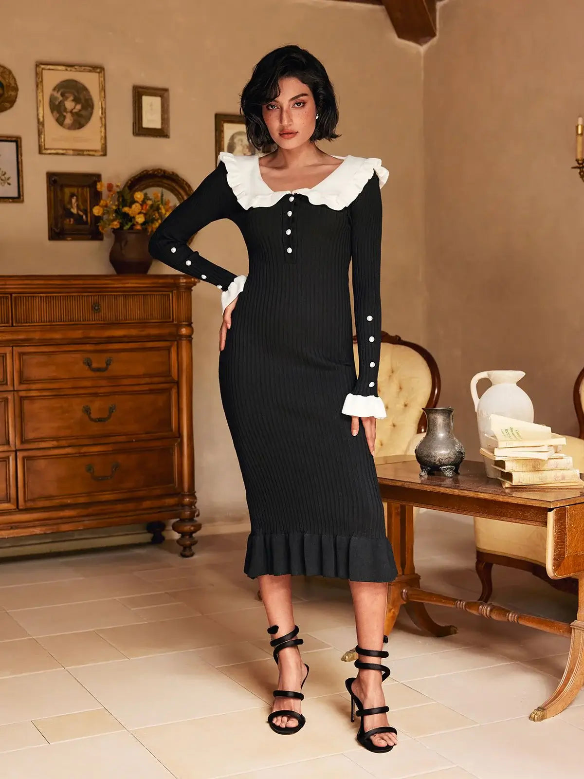 Vestido malha com babados - Cristine