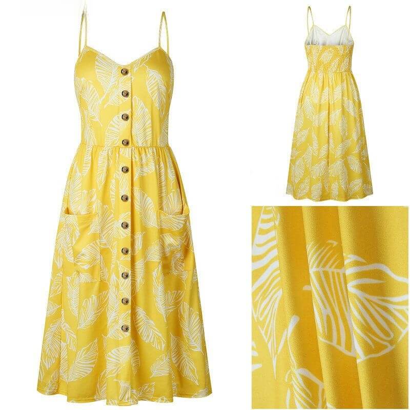 Vestido midi detalhe de botão - Luna