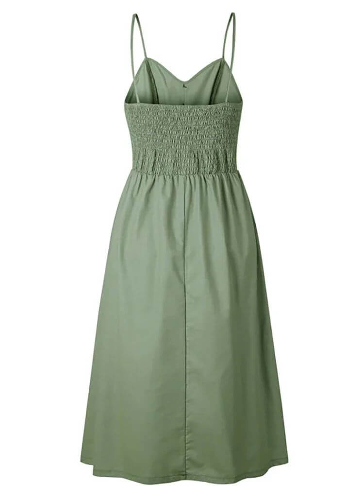 Vestido midi detalhe de botão - Luna